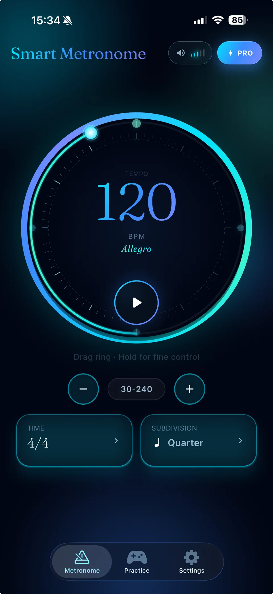 Smart Metronome screen